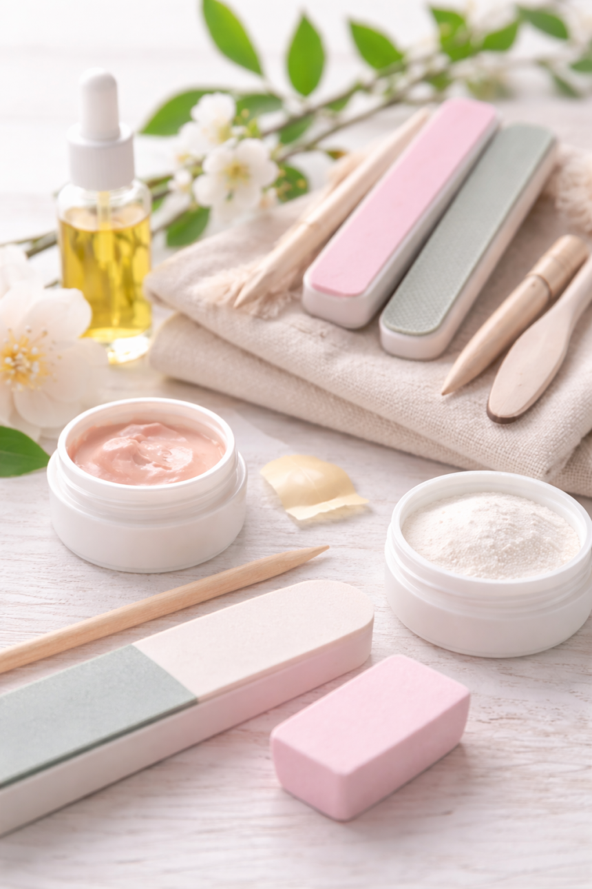 kit manucure japonaise avec pâte nourrissante et poudre de polissage