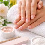 manucure japonaise sur ongles naturels avec effet brillant sans vernis