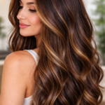 Idée de balayage caramel fondu sur base brune