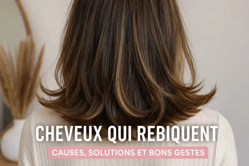 Cheveux mi-longs qui rebiquent vers l’extérieur