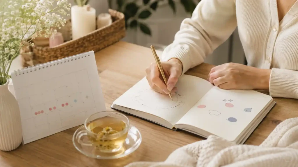 Suivi des symptômes du syndrome prémenstruel dans un carnet de cycle